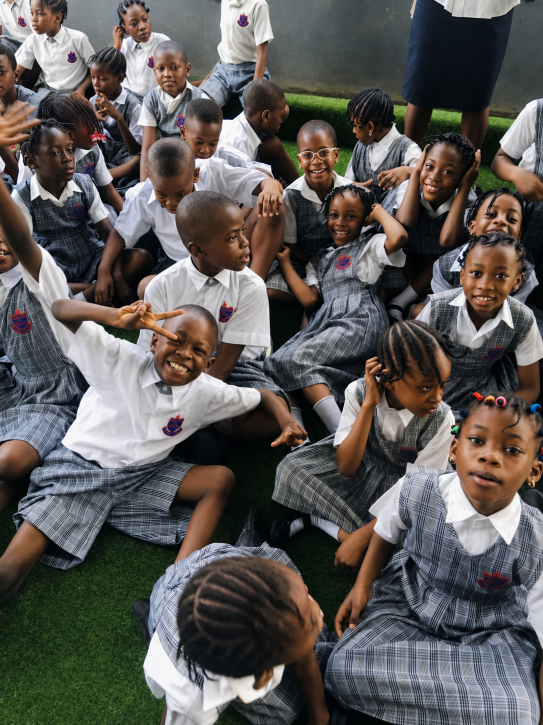 Students at their classroom desks