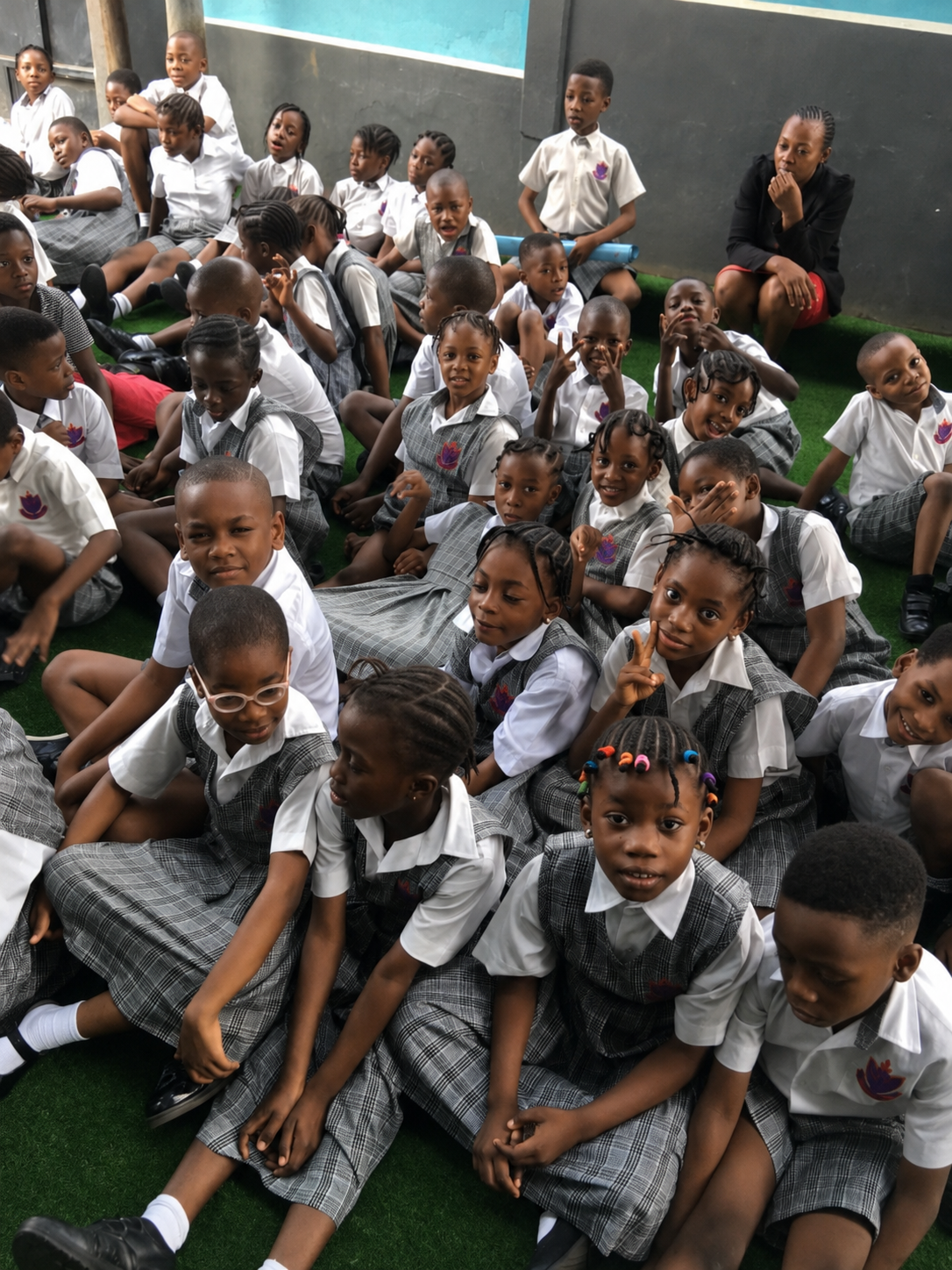 Students gathered outdoors