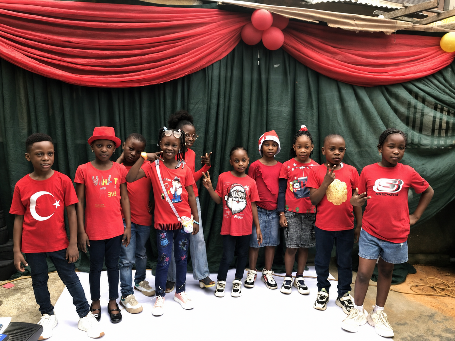 Students in red on Independence Day